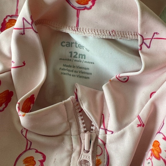 Carter's pink flamingo zip up one piece swimsuit size 12 months - Picture 5 of 5